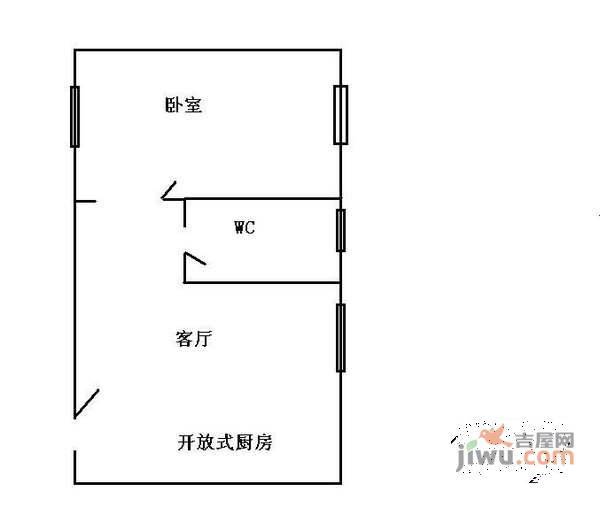 君华又一城1室1厅1卫37㎡户型图