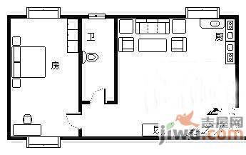 君华又一城1室1厅1卫37㎡户型图