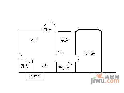 丽江花园康城居2室1厅1卫76㎡户型图