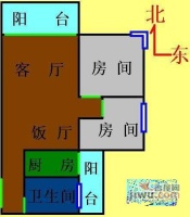 金河湾花园2室2厅1卫88㎡户型图