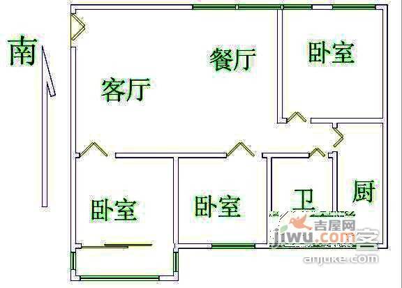 梅花村小区3室1厅1卫84㎡户型图