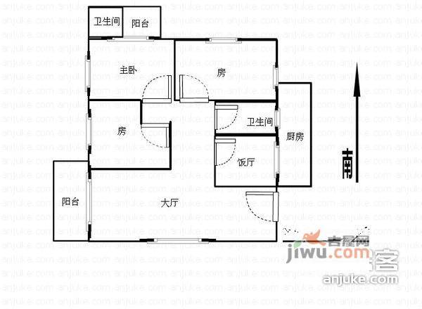 梅花村小区3室2厅2卫110㎡户型图