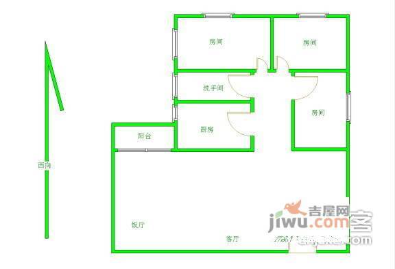 天城广场3室2厅1卫108㎡户型图