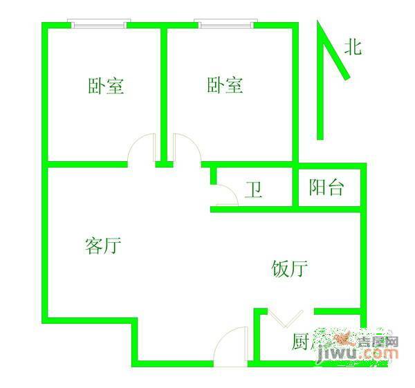 天城广场2室2厅1卫90㎡户型图