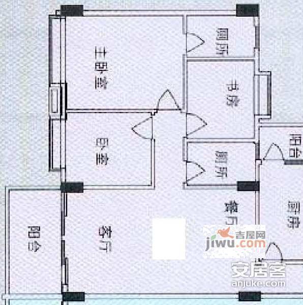 云珠花园3室2厅2卫132㎡户型图