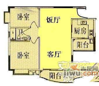 云珠花园2室2厅1卫83㎡户型图