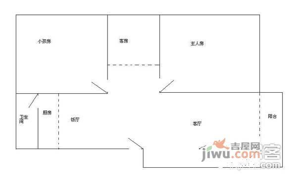 云珠花园2室2厅2卫75㎡户型图