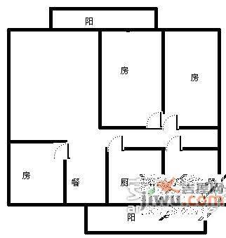 金都花园3室2厅2卫100㎡户型图