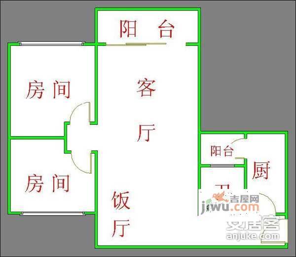 富力顺意花园2室2厅1卫82㎡户型图