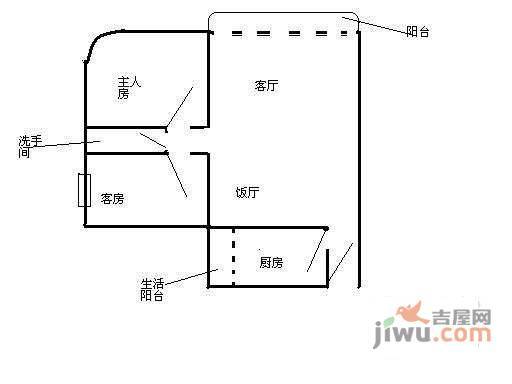 富力顺意花园2室2厅1卫82㎡户型图