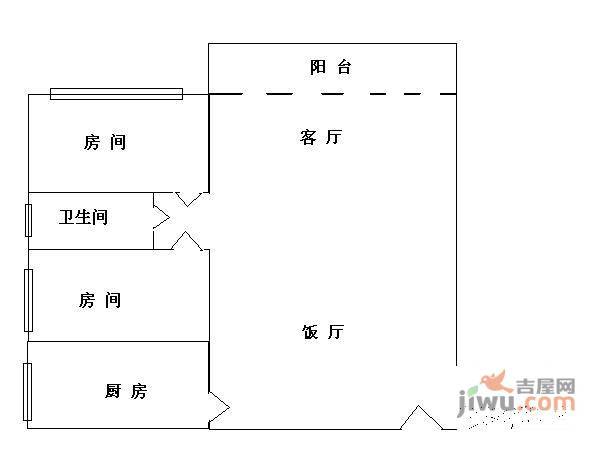 富力顺意花园2室1厅1卫76㎡户型图