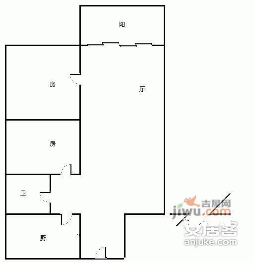 合一国际2室1厅1卫52㎡户型图