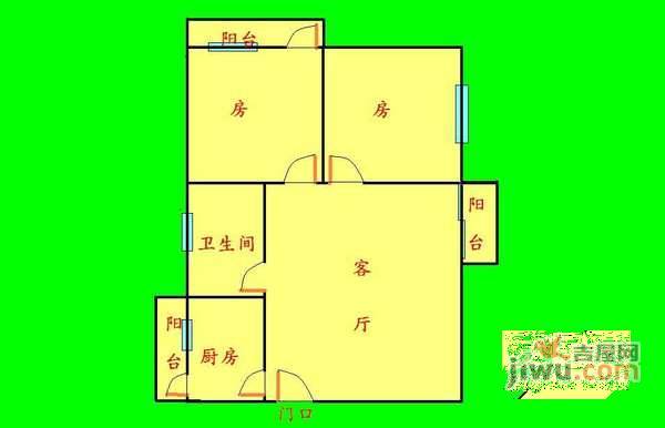 和辉花园2室1厅1卫56㎡户型图