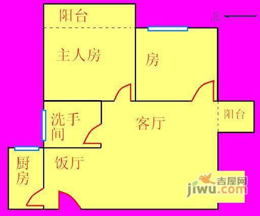 和辉花园2室2厅1卫68㎡户型图