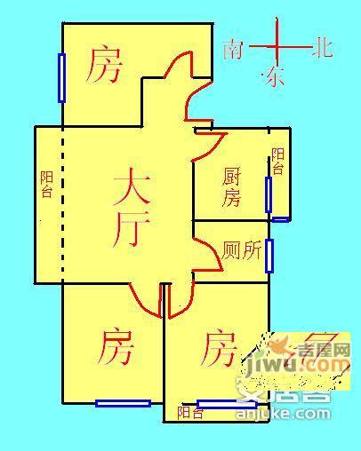 和辉花园3室2厅1卫70㎡户型图