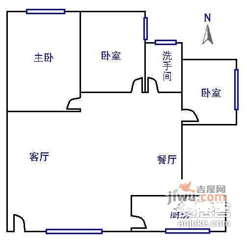 和辉花园3室2厅1卫70㎡户型图