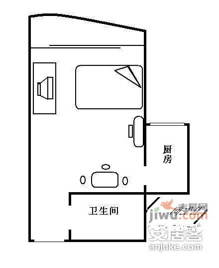 鸿翔大厦1室0厅1卫39㎡户型图