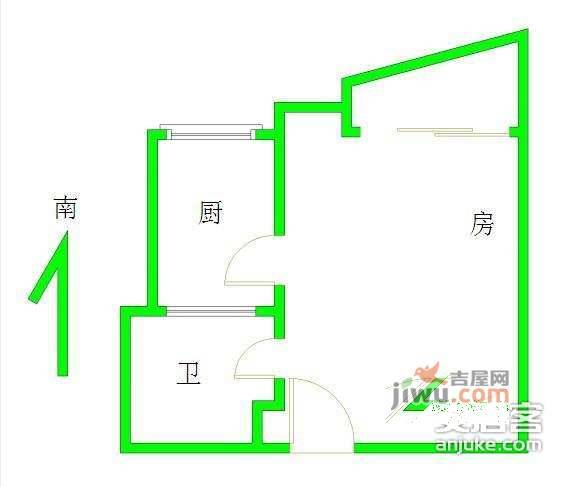 鸿翔大厦1室0厅1卫39㎡户型图