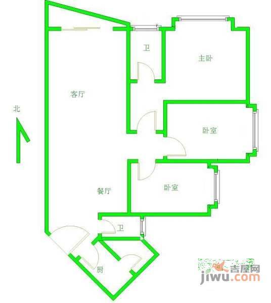 鸿翔大厦3室2厅2卫123㎡户型图