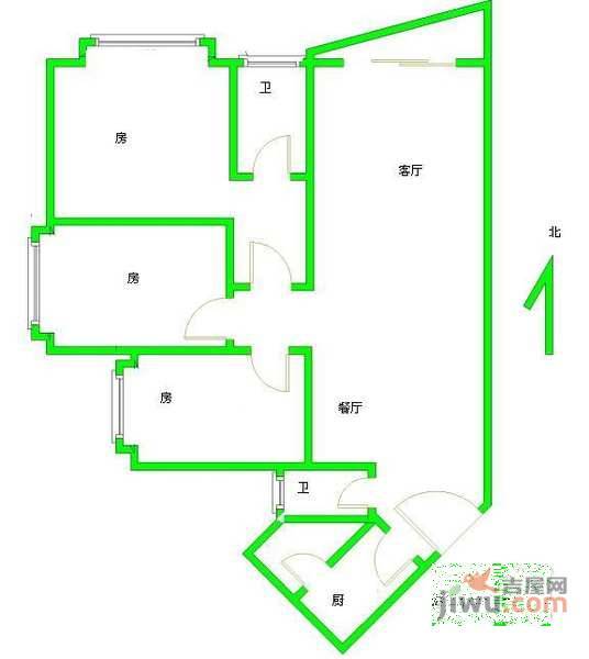 鸿翔大厦3室2厅2卫123㎡户型图