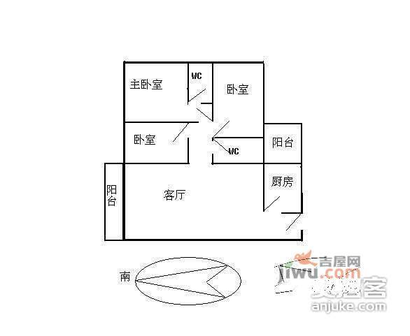 南国花园3室2厅2卫200㎡户型图