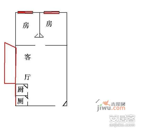 腾龙阁2室1厅1卫65㎡户型图