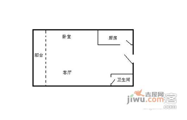 今日丽舍1室1厅1卫44㎡户型图