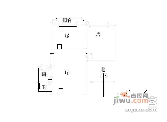 聚德花苑2室1厅1卫68㎡户型图