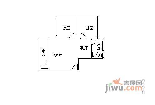 聚德花苑2室1厅1卫68㎡户型图