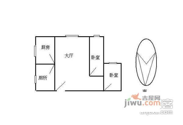 跑马地花园2室1厅1卫83㎡户型图