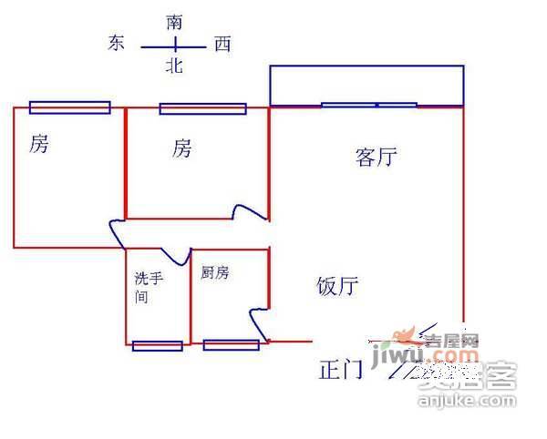 跑马地花园2室1厅1卫83㎡户型图