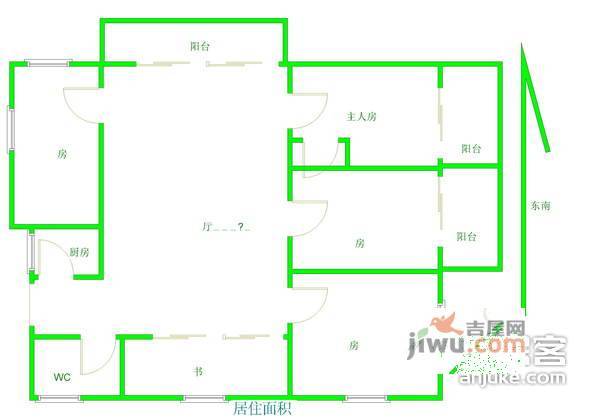 跑马地花园4室2厅2卫171㎡户型图