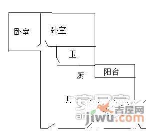 跑马地花园2室2厅1卫83㎡户型图