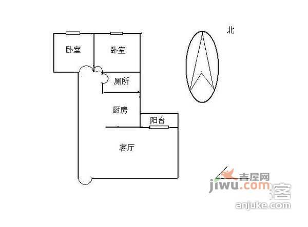 跑马地花园2室1厅1卫83㎡户型图