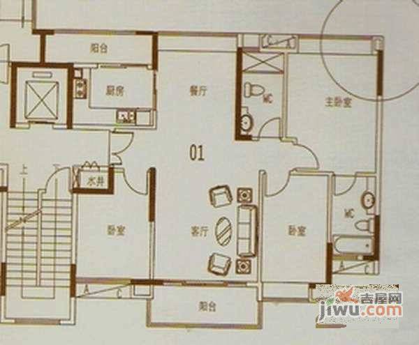 会展世界城3室2厅2卫115㎡户型图