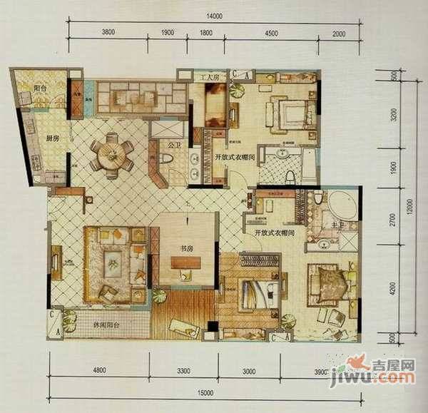 会展世界城4室2厅3卫184㎡户型图