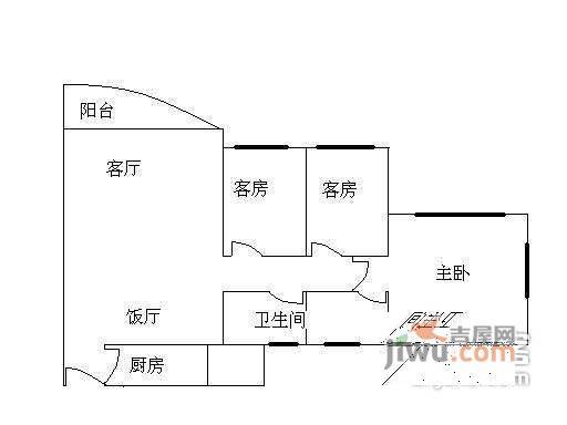 丽江花园德字楼3室2厅2卫103㎡户型图