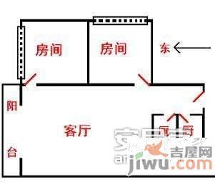 鸿图苑2室1厅1卫68㎡户型图