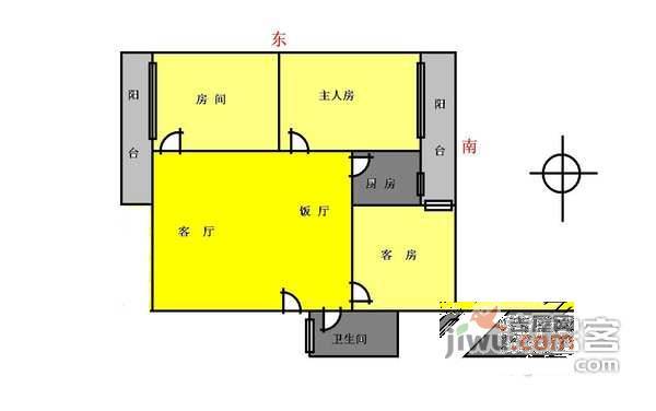 鸿图苑3室1厅1卫户型图