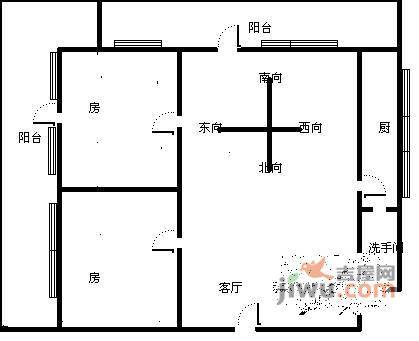 麓景路小区2室1厅1卫85㎡户型图