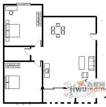 建设北路小区2室2厅1卫78㎡户型图