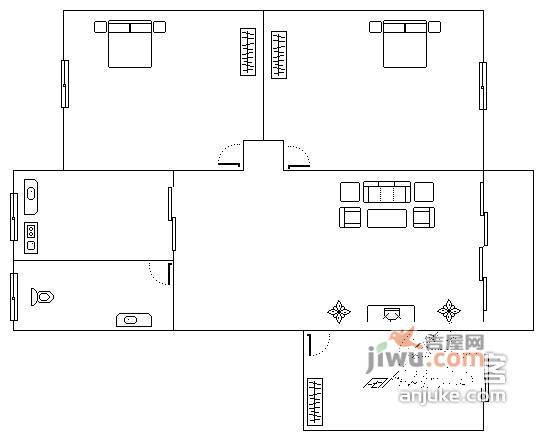 建设北路小区3室1厅1卫103㎡户型图