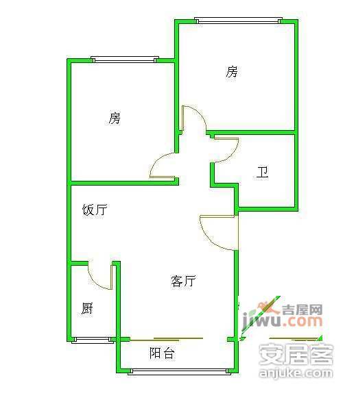 高胜花园2室2厅1卫77㎡户型图