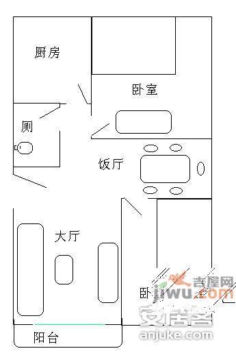 高胜花园2室2厅1卫77㎡户型图