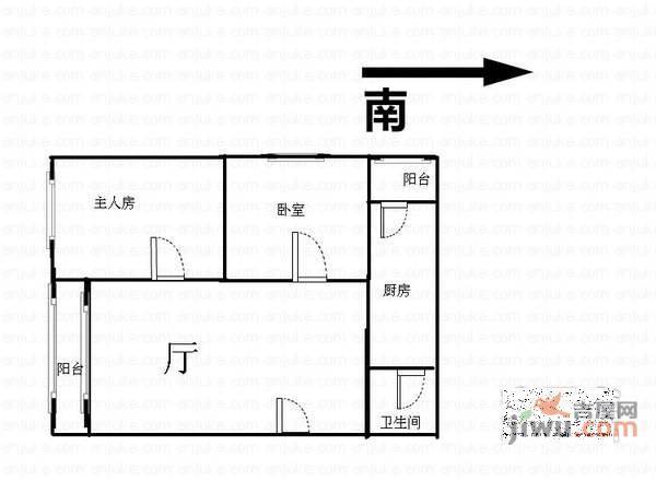 高胜花园2室1厅1卫77㎡户型图