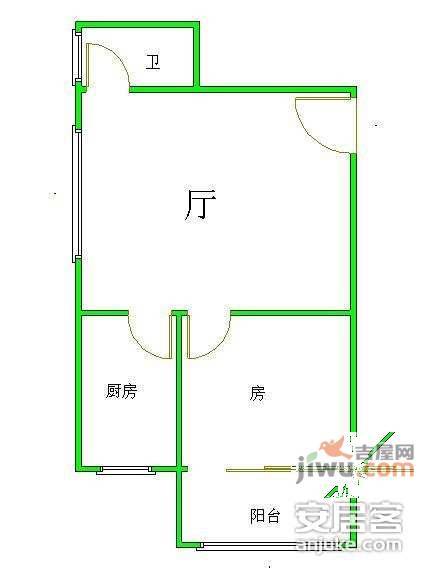 高胜花园1室1厅1卫36㎡户型图