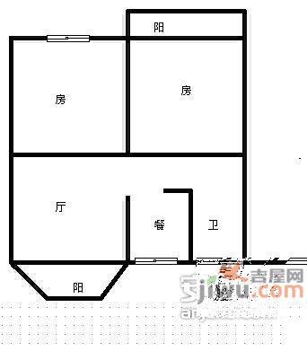 普晖村2室1厅1卫88㎡户型图