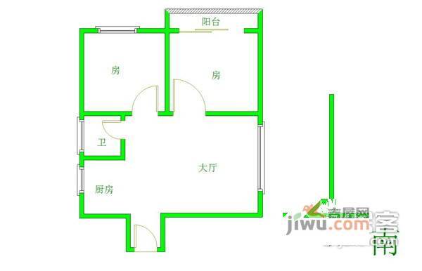 伟腾天逸名都2室1厅1卫67㎡户型图