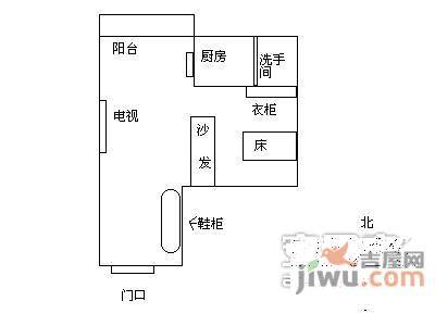 伟腾天逸名都1室1厅1卫46㎡户型图