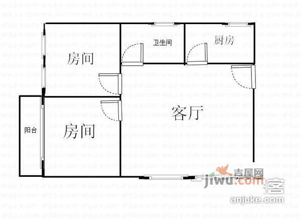 伟腾天逸名都2室2厅1卫90㎡户型图